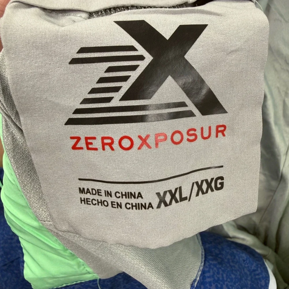 ZeroXposur Swim Trunks XXL Blue Patterned Stretch Board‎ Shorts Mens
